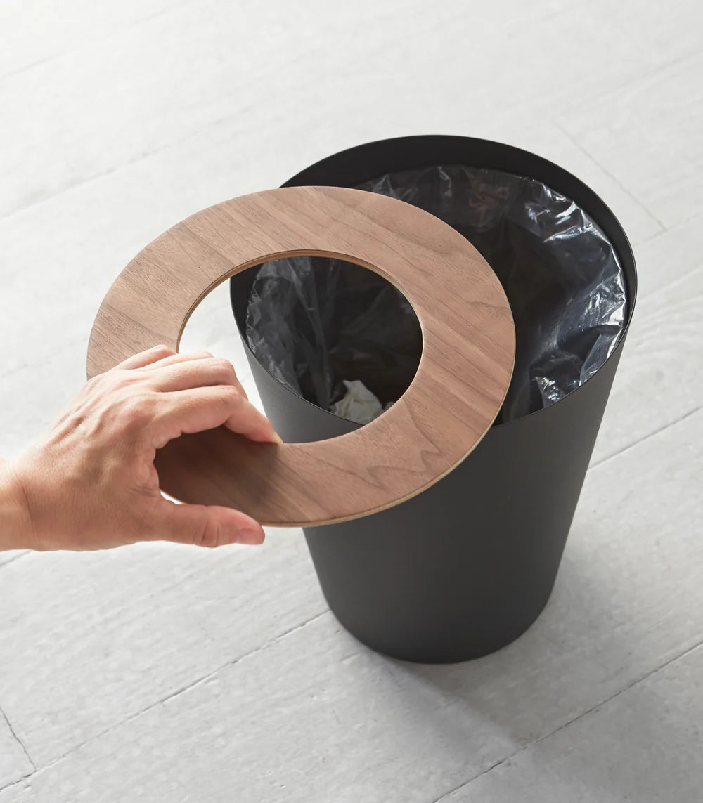 VELASTRIA - Trash Can - Round - Steel + Wood