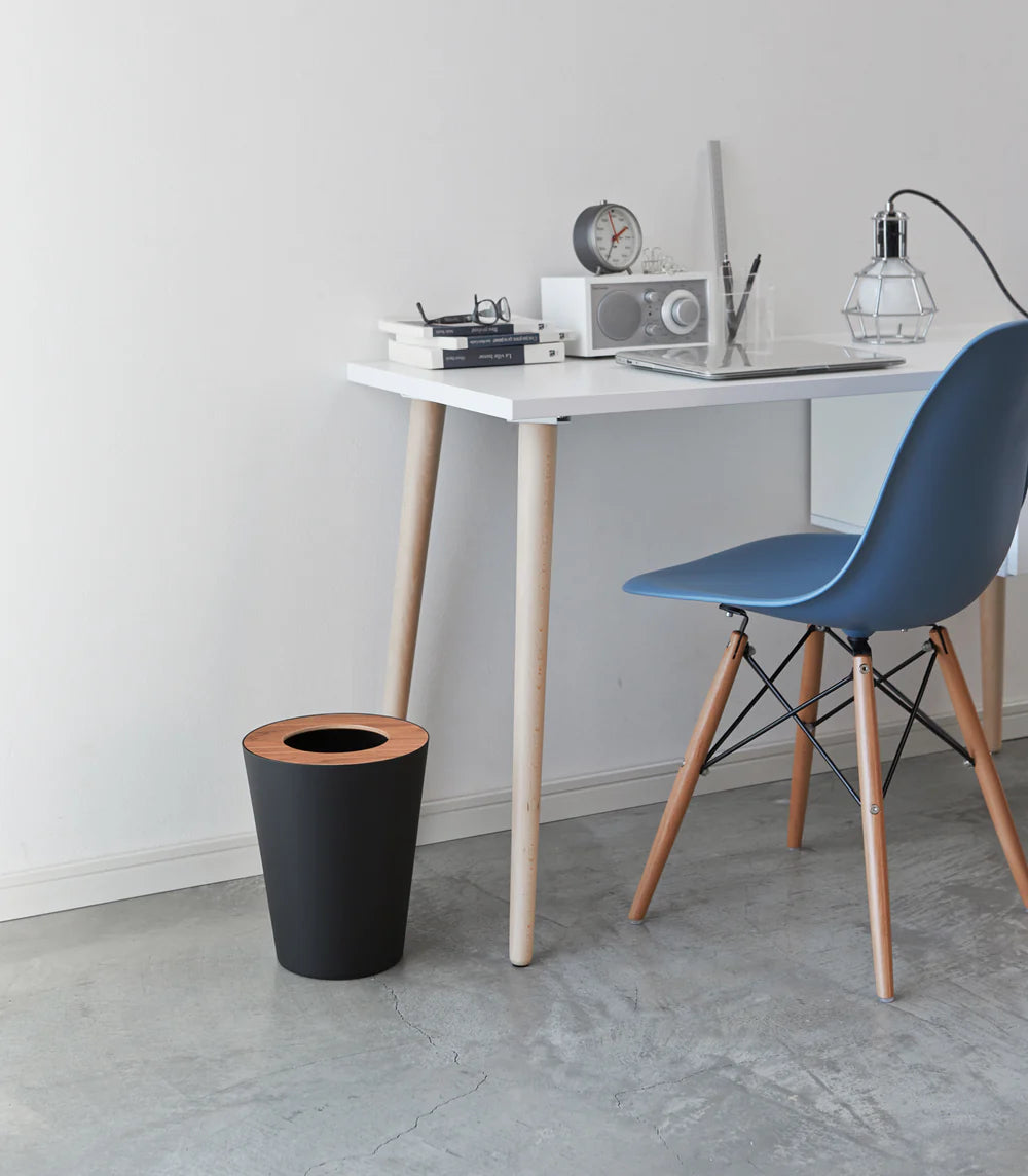 VELASTRIA - Trash Can - Round - Steel + Wood