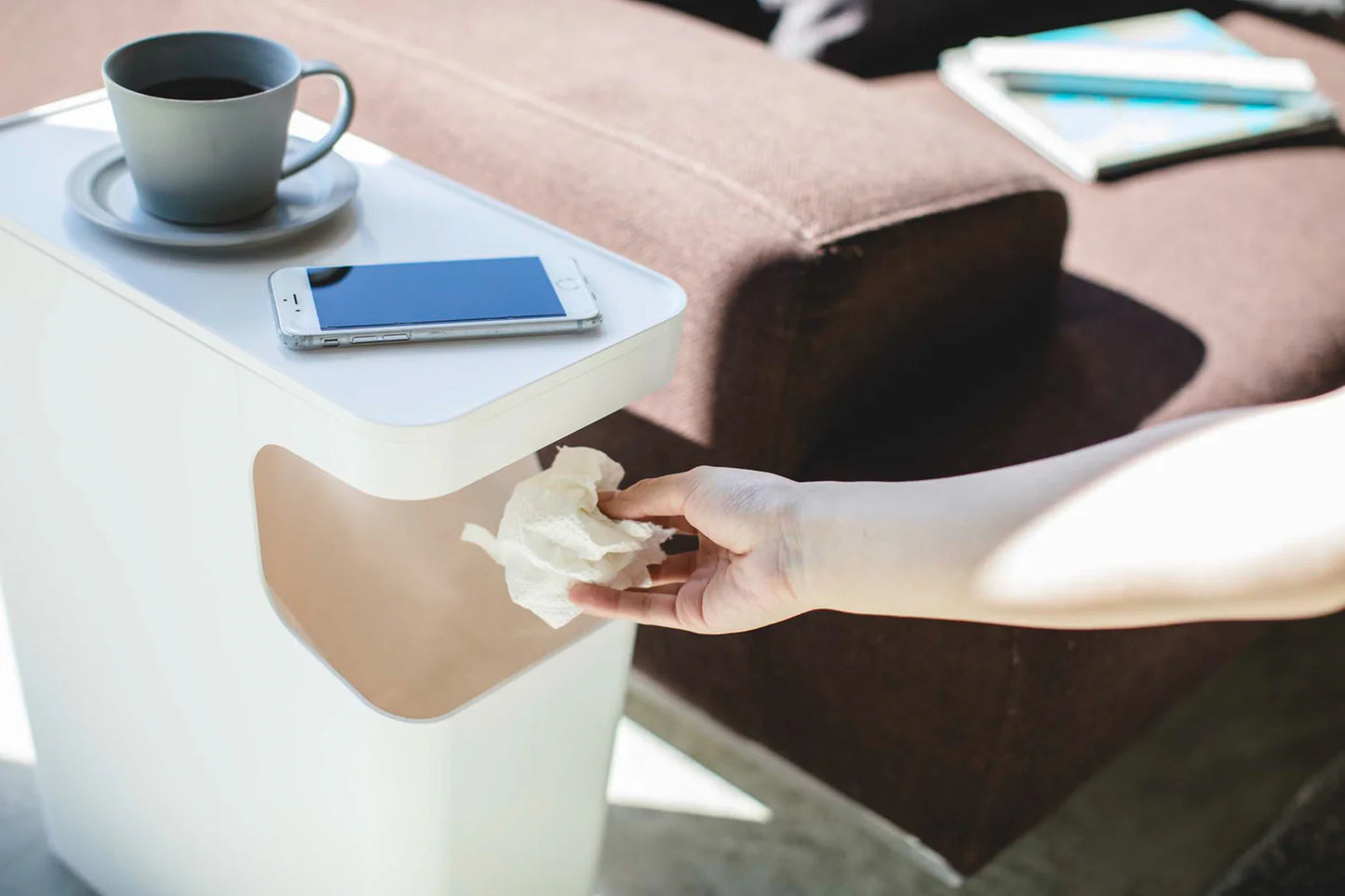 VELASTRIA - Side Table Trash Can